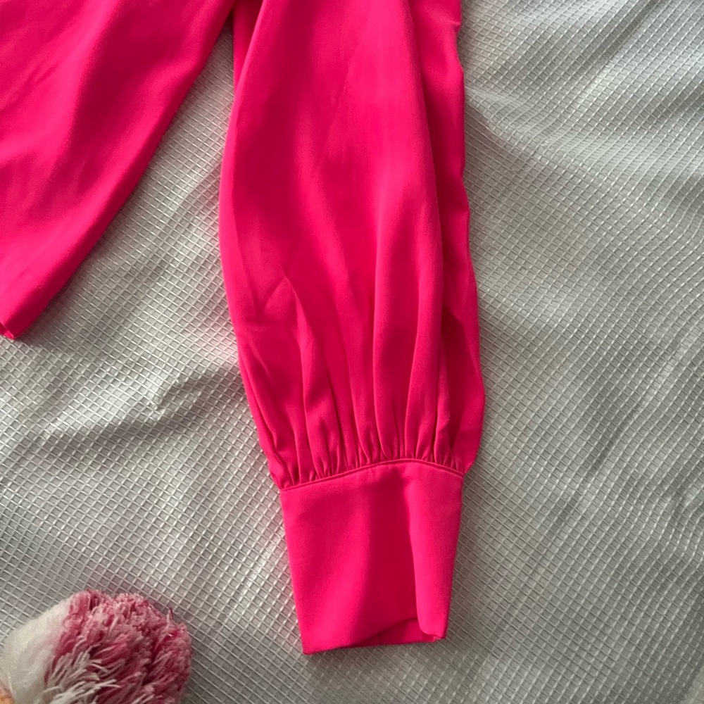 Marled Fuchsia Long Sleeve Blouse - Picture 4 of 14